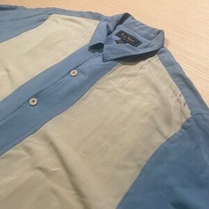 Nat Nast Silk Color Block Short Sleeve Button Up Shirt Men's Size L
